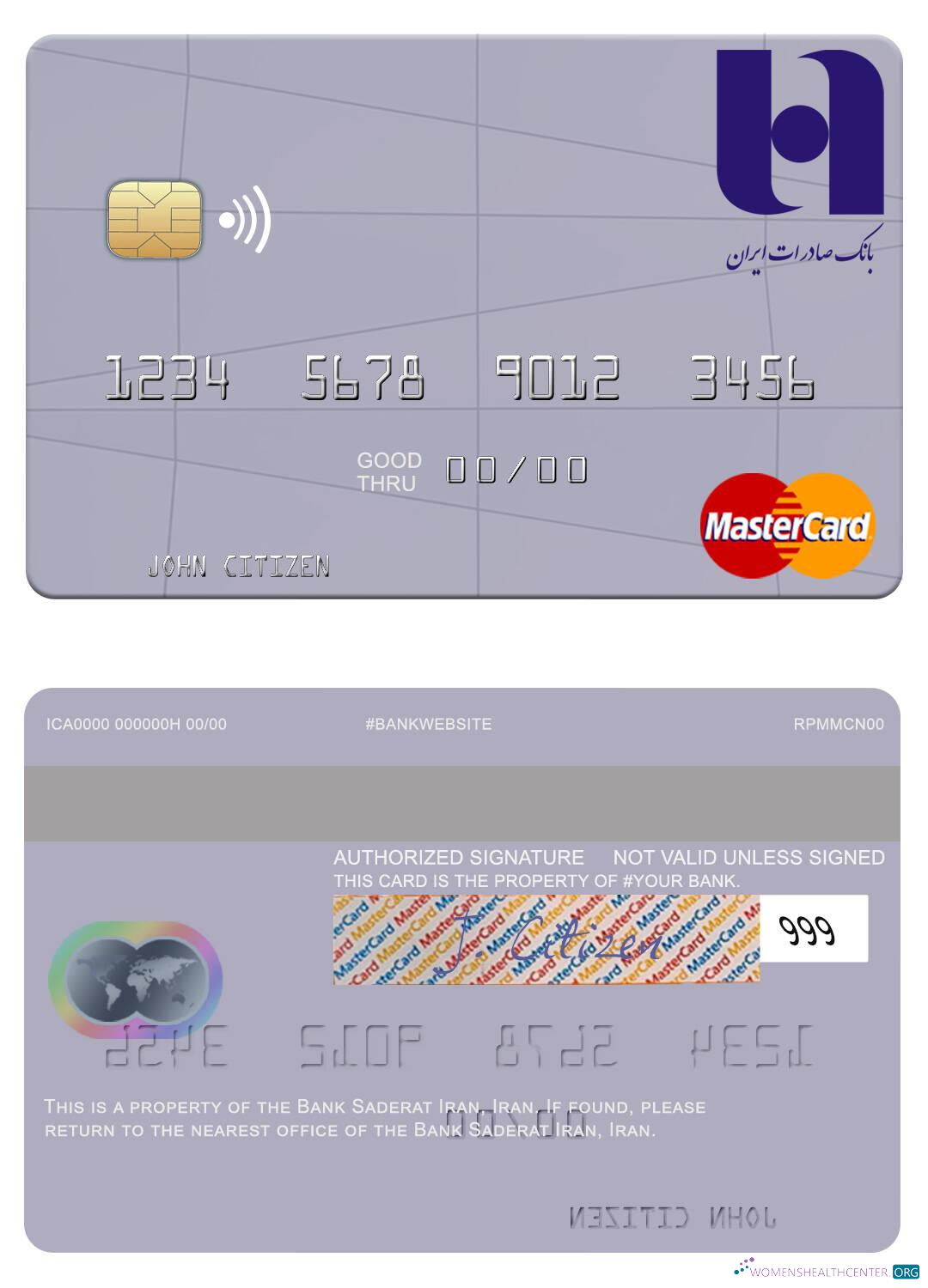 Download Iran Bank Saderat Iran mastercard Photoshop template